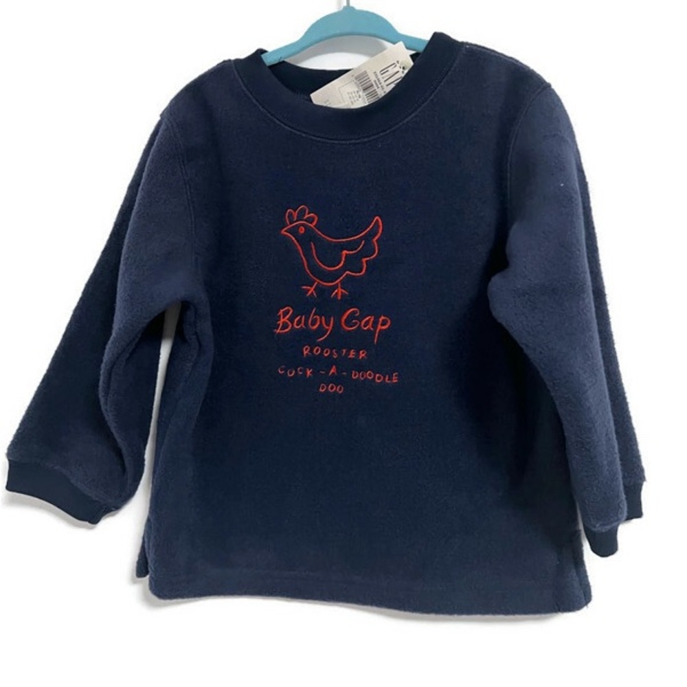 NWT Gap Kids fleece sweatshirt,blue w/red stitching,size XL, 18-24 months,unisex